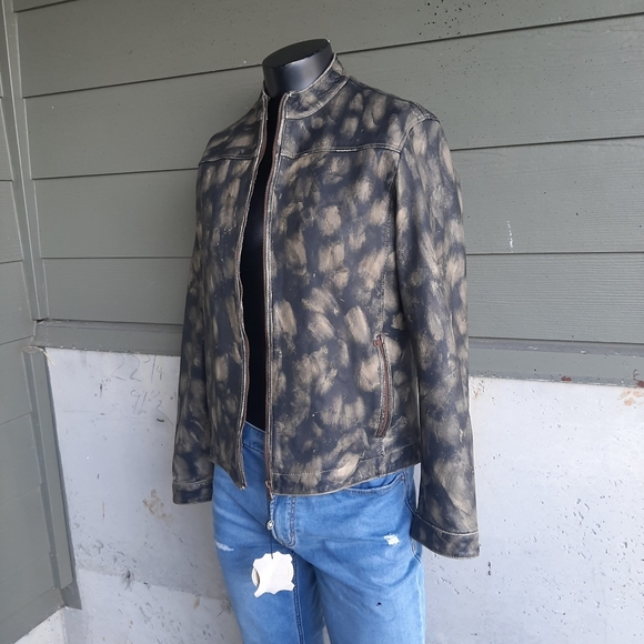 NWT PinoPorte Camo Leather Moto Jacket - Picture 2 of 13